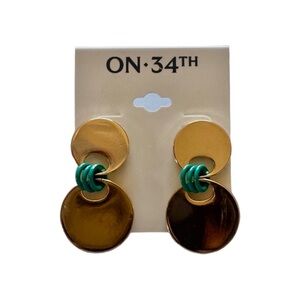 ON 34th Gold Turquoise Statement Drop Earrings